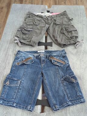 Tommy Hilfiger Olive Cargo Shorts & Blue Denim Cargo Bermudas